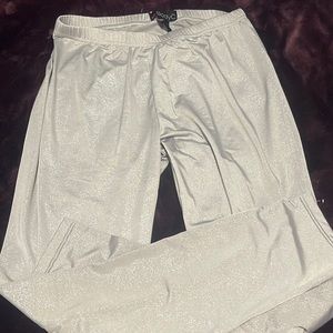 Silver shimmery leggings. Worn once. Size large